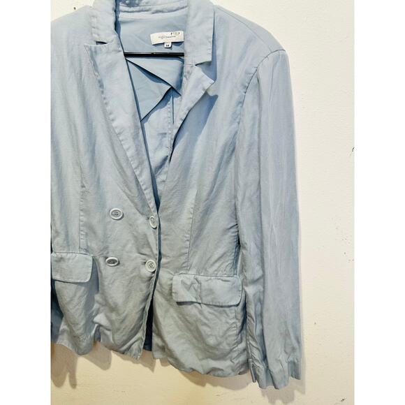 ROSETTA GETTY Light Blue Linen V-Neck Double Breasted Blazer Jacket Size 14 - Picture 11 of 15